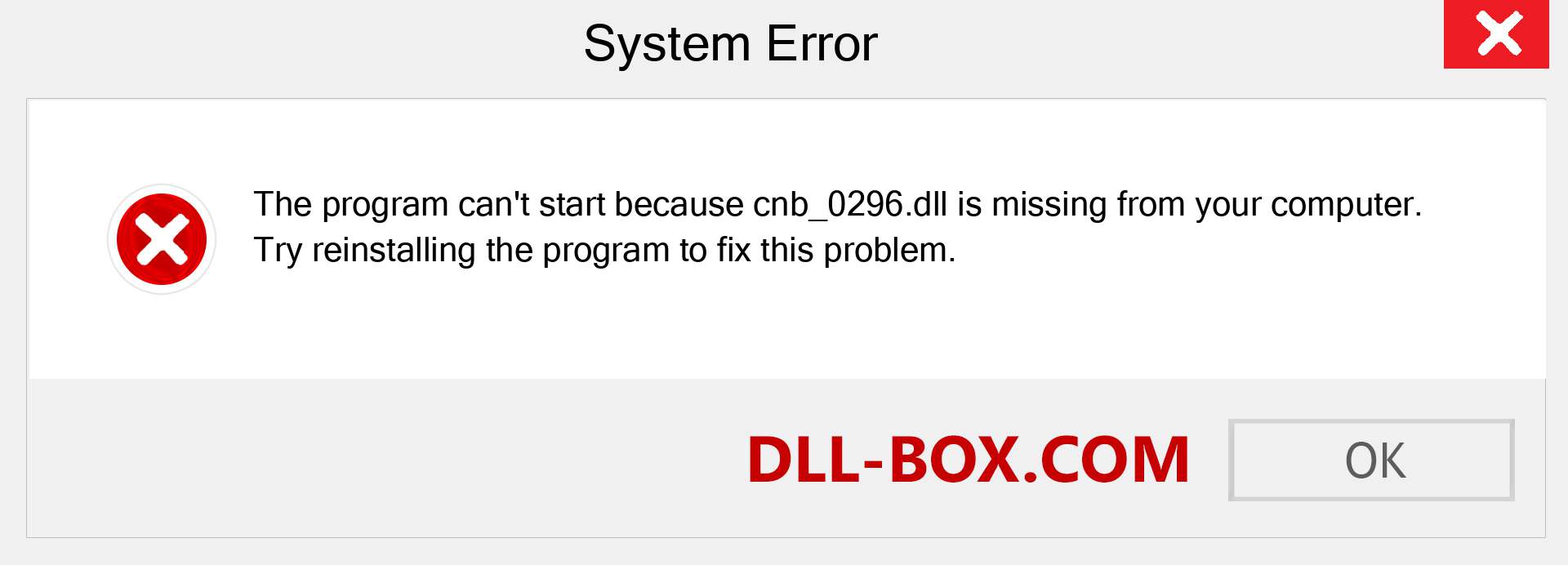  cnb_0296.dll file is missing?. Download for Windows 7, 8, 10 - Fix  cnb_0296 dll Missing Error on Windows, photos, images
